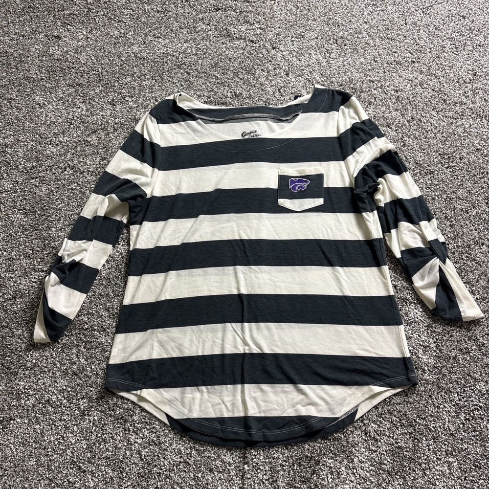 NEW Kansas State Wildcats Women 3/4 Sleeve Pocket Tee Campus Specialties 2XL XXL